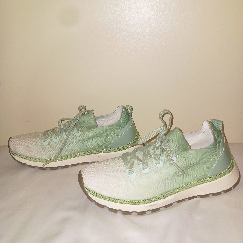 Bling Kenneth Cole Reaction Sparkle Mint Green Ombre Rhinestone Sneakers 7.5